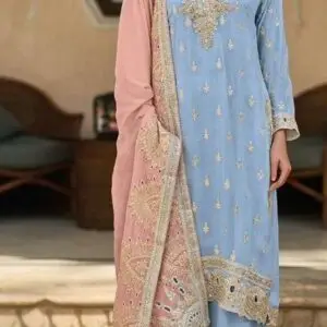 Sky Blue Chiffon Pakistani Readymade